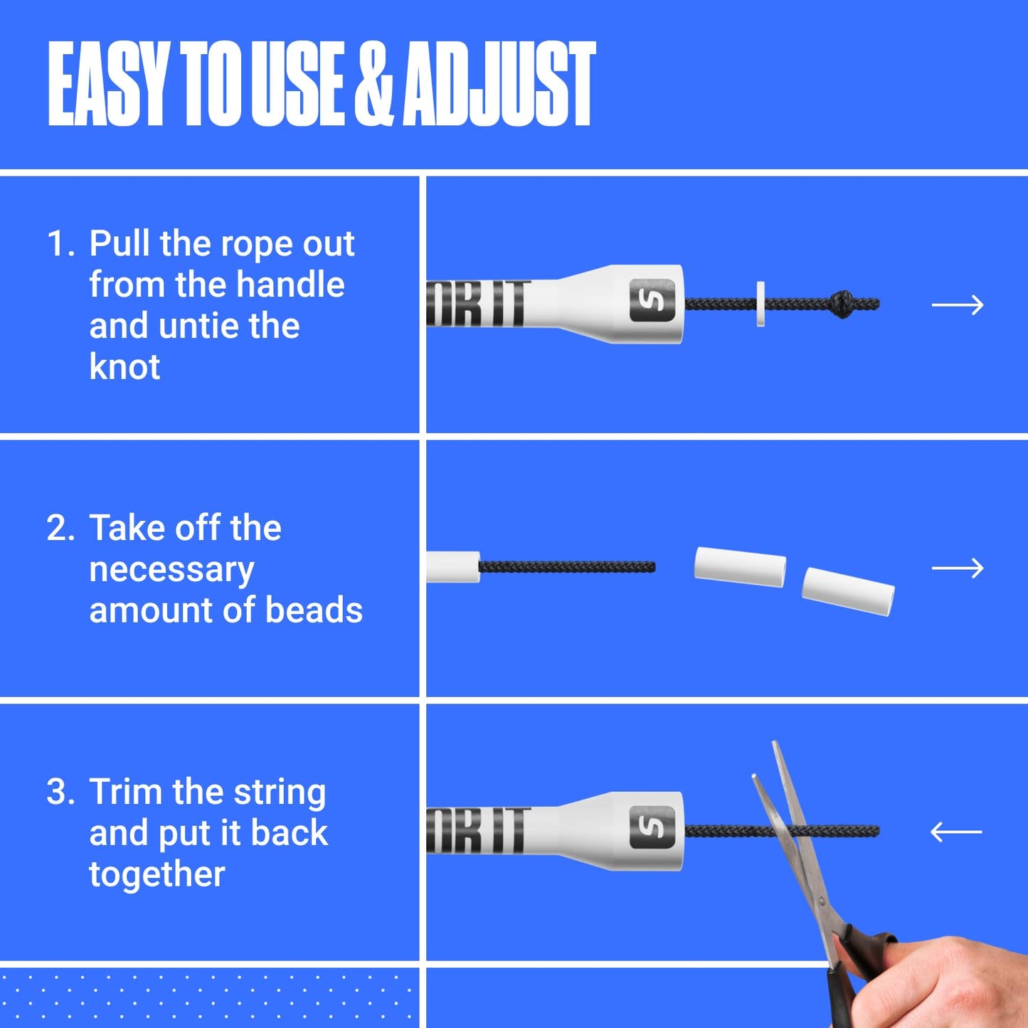 Sportbit Beaded Jump Rope for Fitness - Elite Skipping Rope for Adults (Women and Men) - Speed Rope for Workouts, CrossFit, Boxing - Lightweight Tangle-Free Adjustable