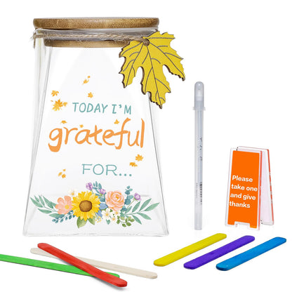 Gratitude Jar – DIY Thankful Notes & Positive Affirmations Jar Count Your Blessings – 150 Write-On sticks – Thanksgiving Activity, Christmas Gift, Birthday, Family & Friends Keepsake (stick style)