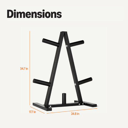 Amazon Basics Olympic 2-inch Weight Plate Tree Rack for Home Gym Storage, Space Saving Organizer