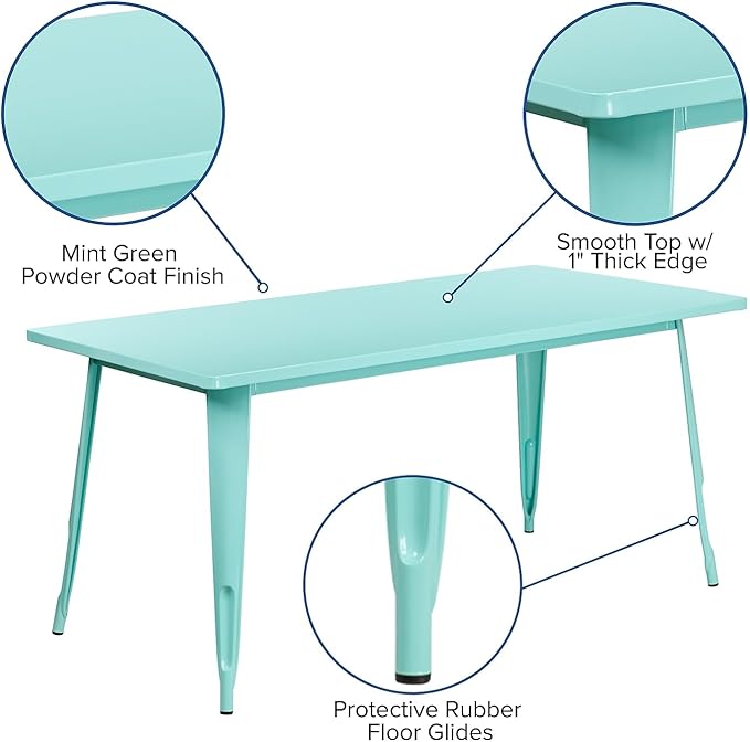 Flash Furniture Charis Commercial Grade 31.5" x 63" Rectangular Mint Green