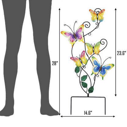 Juegoal 28 Inch Butterfly Garden Stake Decor Metal Wall Art Decoration, Mothers Day Ideal Gifts for Mom, Yard Outdoor Ornaments