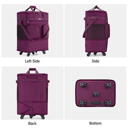 Hanke Expandable Large Suitcase 4 Wheels Lightweight Collapsible,Foldable Suitcases &Travel Bags Hand Luggage Extend 20/24/28 inch Suitcases Duffel Bag Without Telescopic Handle for Men & Women