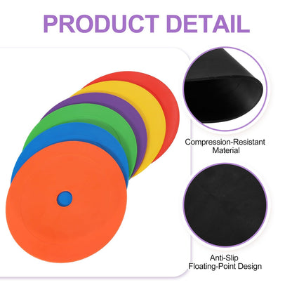 PATIKIL Spot Markers 6 Inch, 12 Pcs Non-Slip Floor Dots Agility Markers Flat Field Cones Poly Dot with Hole for Gym PE Speed Training Dance Soccer Basketball Sports, Black