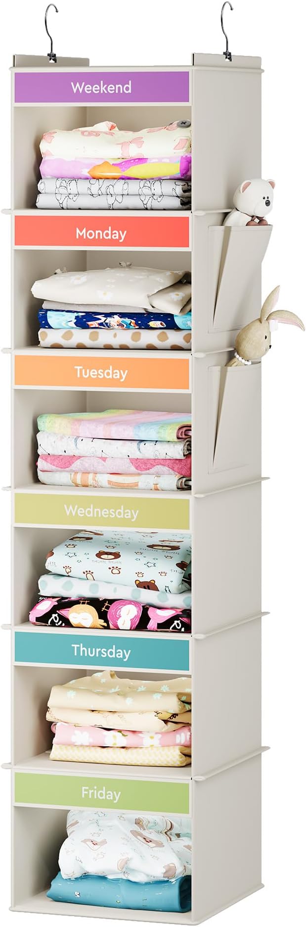 YOUDENOVA 6-Shelf Weekly Hanging Closet Organizer, Weekly Clothes Organizers
