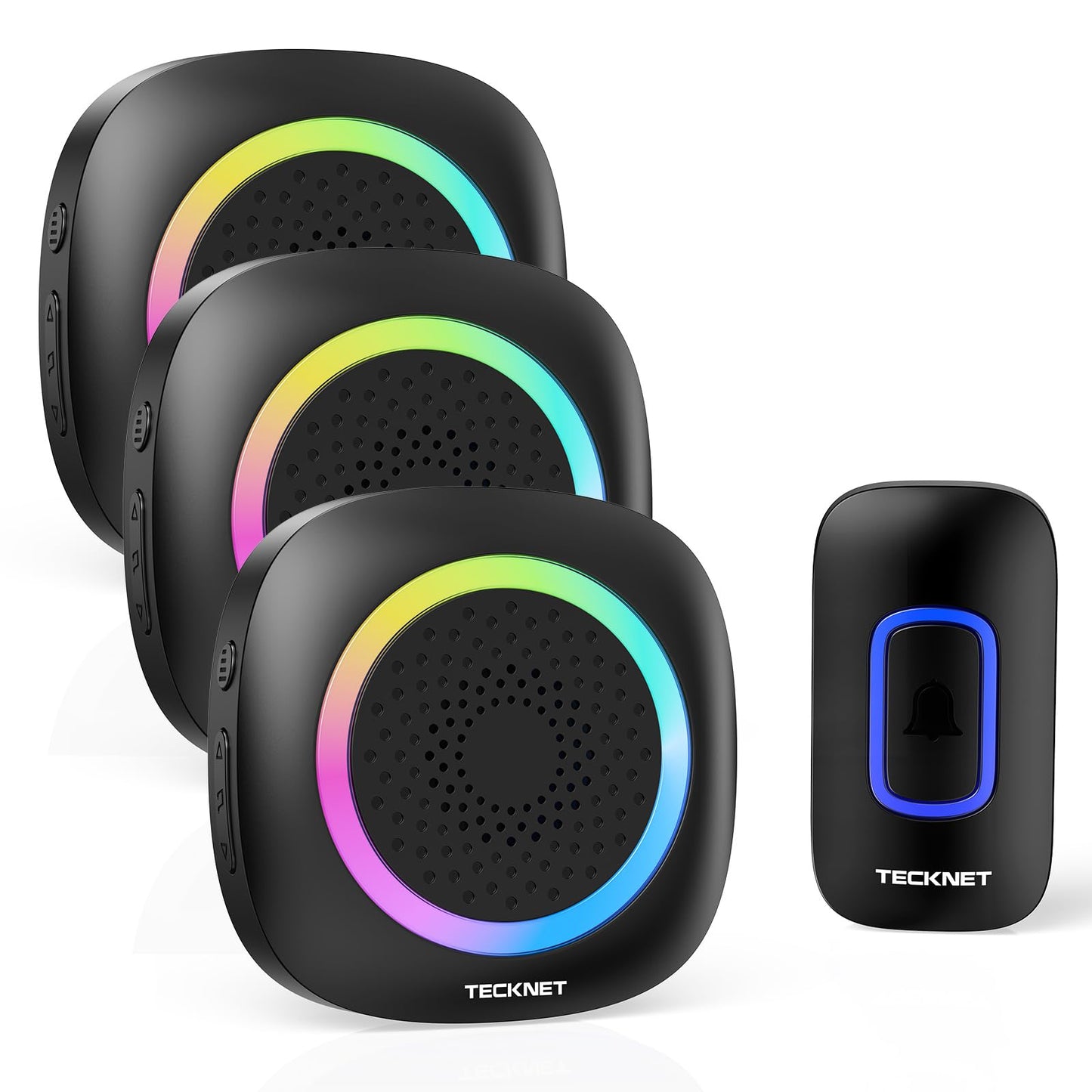 TECKNET Plug-in Wireless Doorbell with RGB Lighting & 1300 Feet Range,IP66 Waterproof Doorbell for Home/Classroom/Office/Business,60 Chimes,5-Level Volume,4.5-Year Battery Life(White)