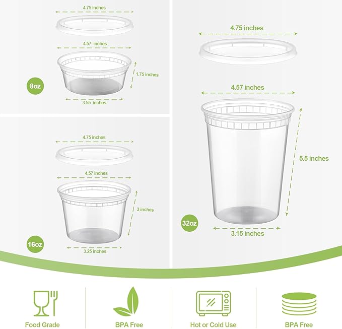 AOZITA 24 Sets Plastic Deli Food Containers