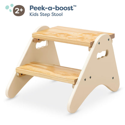 B. toys – Step Stool for Kids – Ivory & Wood Stepping Stool – Furniture for Toddlers – Peek – A – Boost – 2+ Years