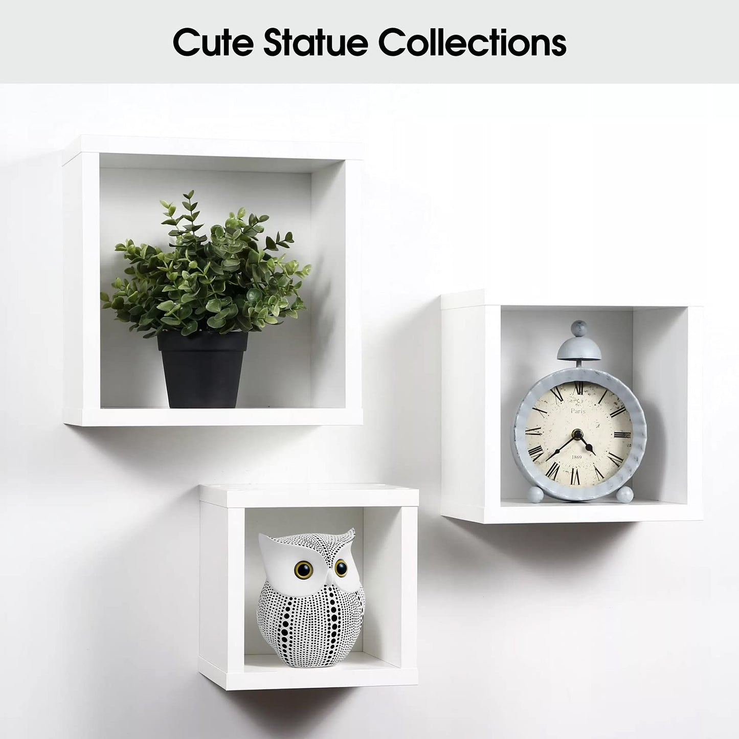 APPS2Car Owl Statue for Home Decor Accents Office Decoration, Handmade Polka Dots Buhos Modern Bird Figurine for Indoor Book Shelf Desktop Cabinet Fireplace Mantel Living Room Bedroom Ornament (White)