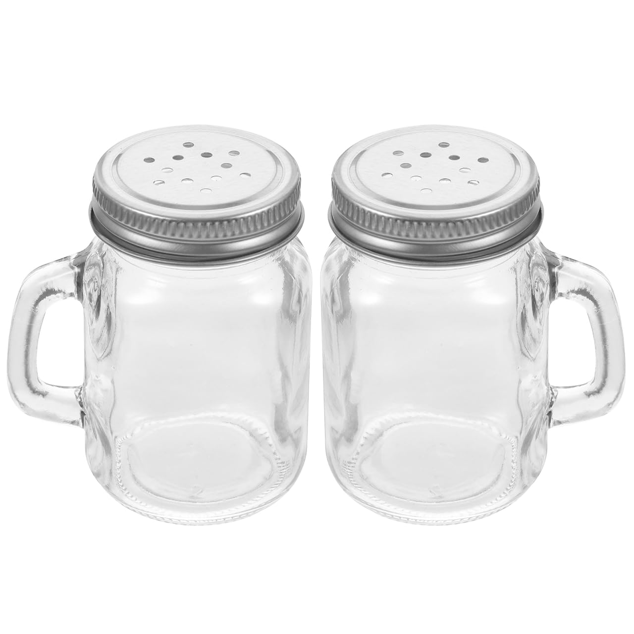 Zerodeko Mini Glass Seasoning Bottles Set of 2 Mason Jar Style Salt and Pepper Shakers with Lids for Kitchen Spice Storage and Condiment Containers