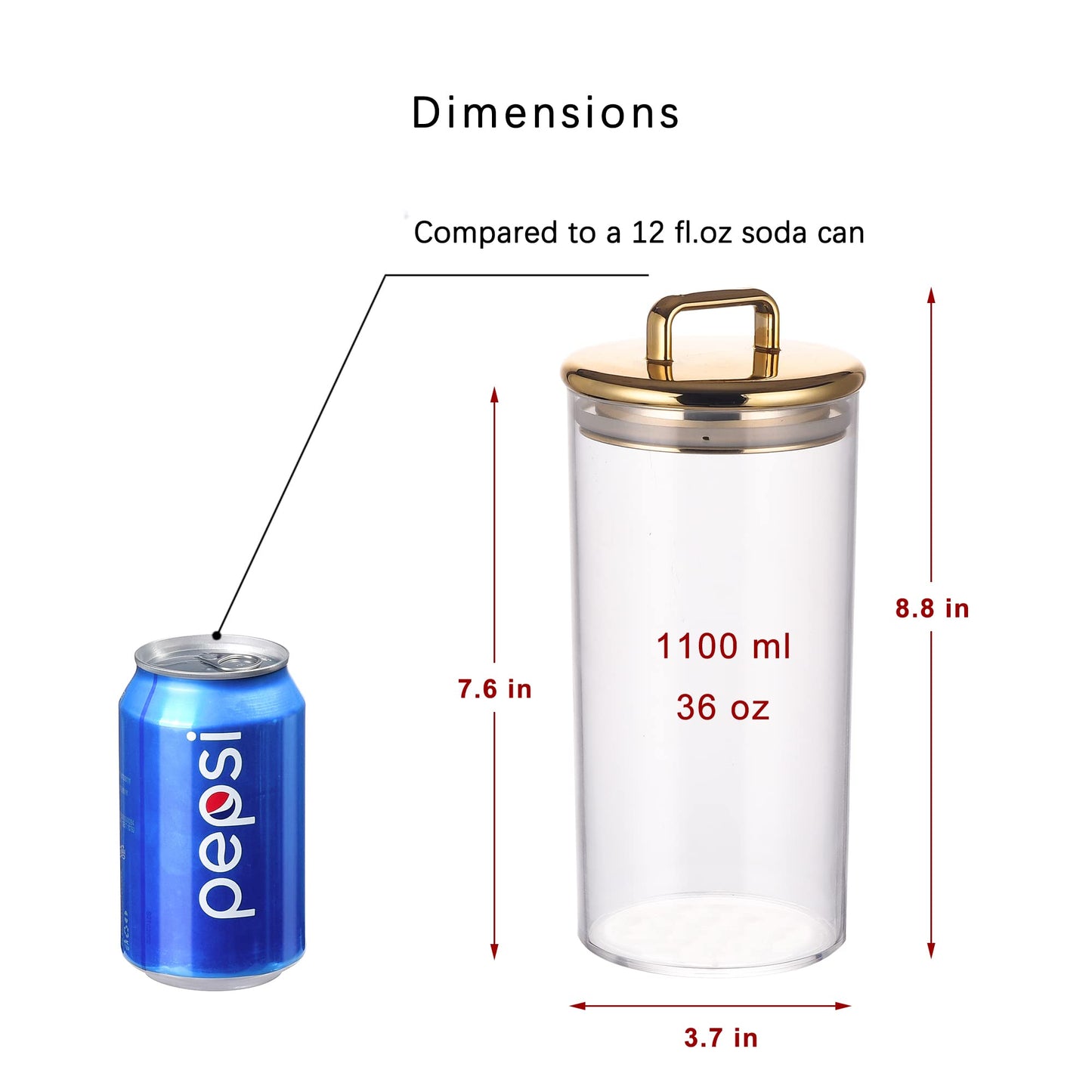 32 oz Large Acrylic Storage Apothecary Jar with Gold Airtight Lid | Bathroom Vanity Organizer Containers | Ideal Decorative Canisters for Shells, Bath Salt, Grains, Cotton Ball, Flossers
