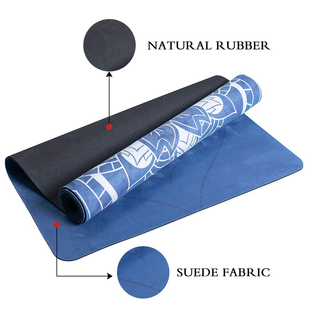 SNAKUGA Travel Yoga Mat, Non Slip Exercise Suede Mat with Carry Bag, All-Purpose Fitness Mat with High Density Anti-Tear Surface for Women, Ideal for Pilates Workout (72'' x 26'' x 1.5mm Thick)