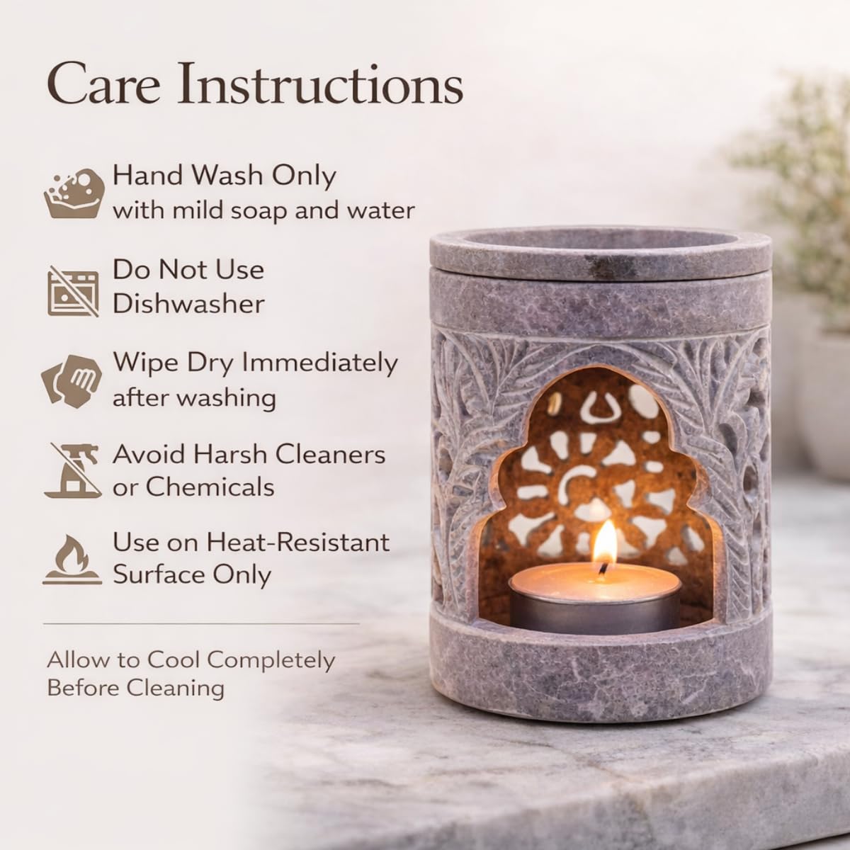 KC KULLICRAFT Marble Soapstone Candle Tea Light Holder