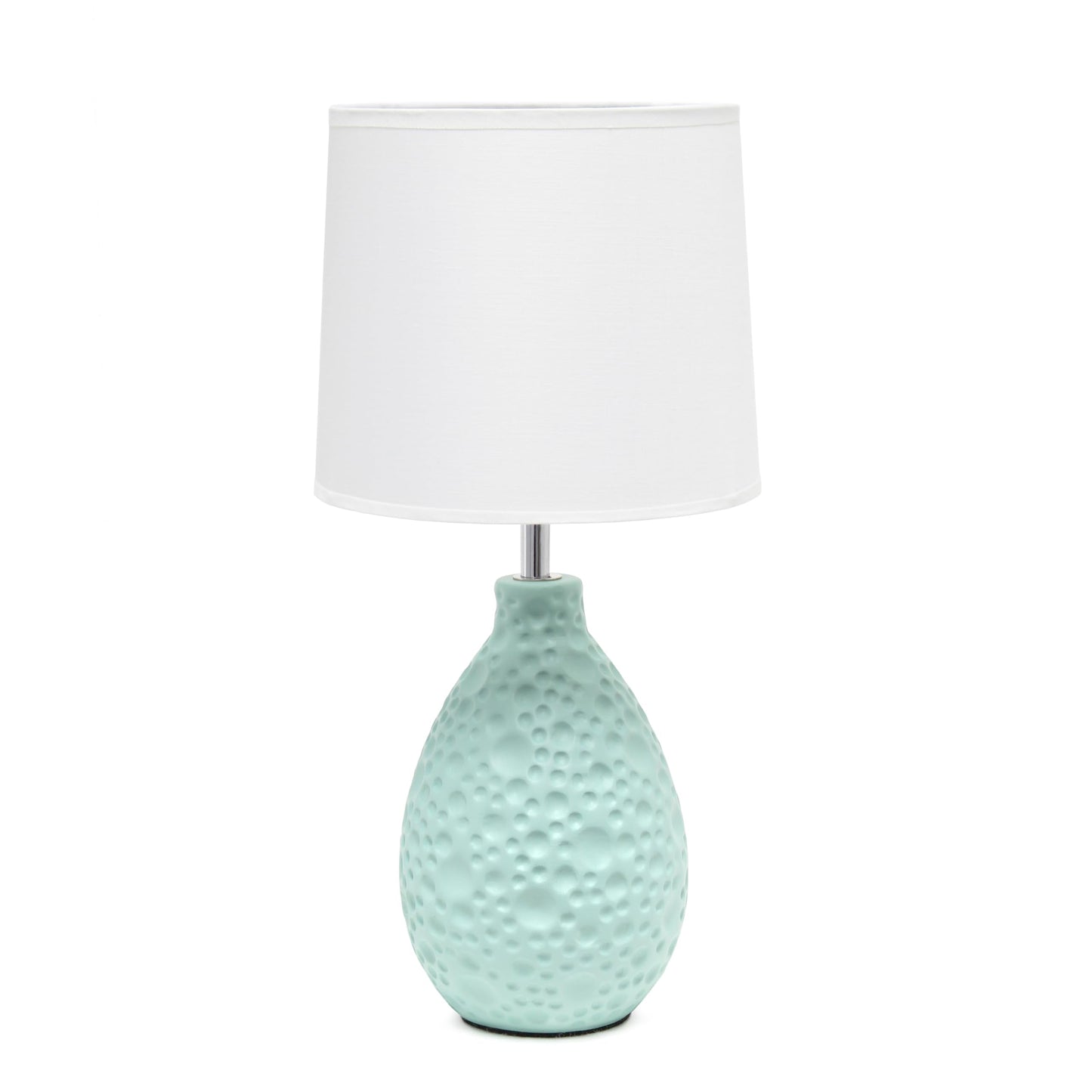 Simple Designs LT2003-BLU-LB 14.17" Textured Stucco Ceramic Oval Table Lamp with LED Bulb, Blue