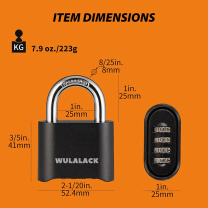 WULALACK Combination Lock Outdoor, 4 Digit Weatherproof Padlock Combination for Outdoor Sheds Fence, Gate Hasps, Storage Unit, 12 Pack…