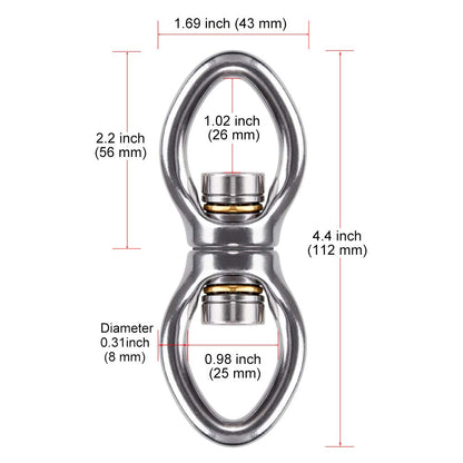 Dolibest Swing Swivel with 2 Bearing,Safest Rotational Device Hanging Accessory for Aerial Silks Dance, Web Tree Swing, Yoga Sets Hanging Hammock 800LB Capacity