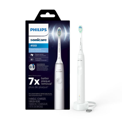 Philips Sonicare 4100 Rechargeable Electric Toothbrush, with Pressure Sensor, 2 Intensity Settings, SmarTimer and QuadPacer, 14-Day Battery Life, Deep Pink, Model HX3681/26