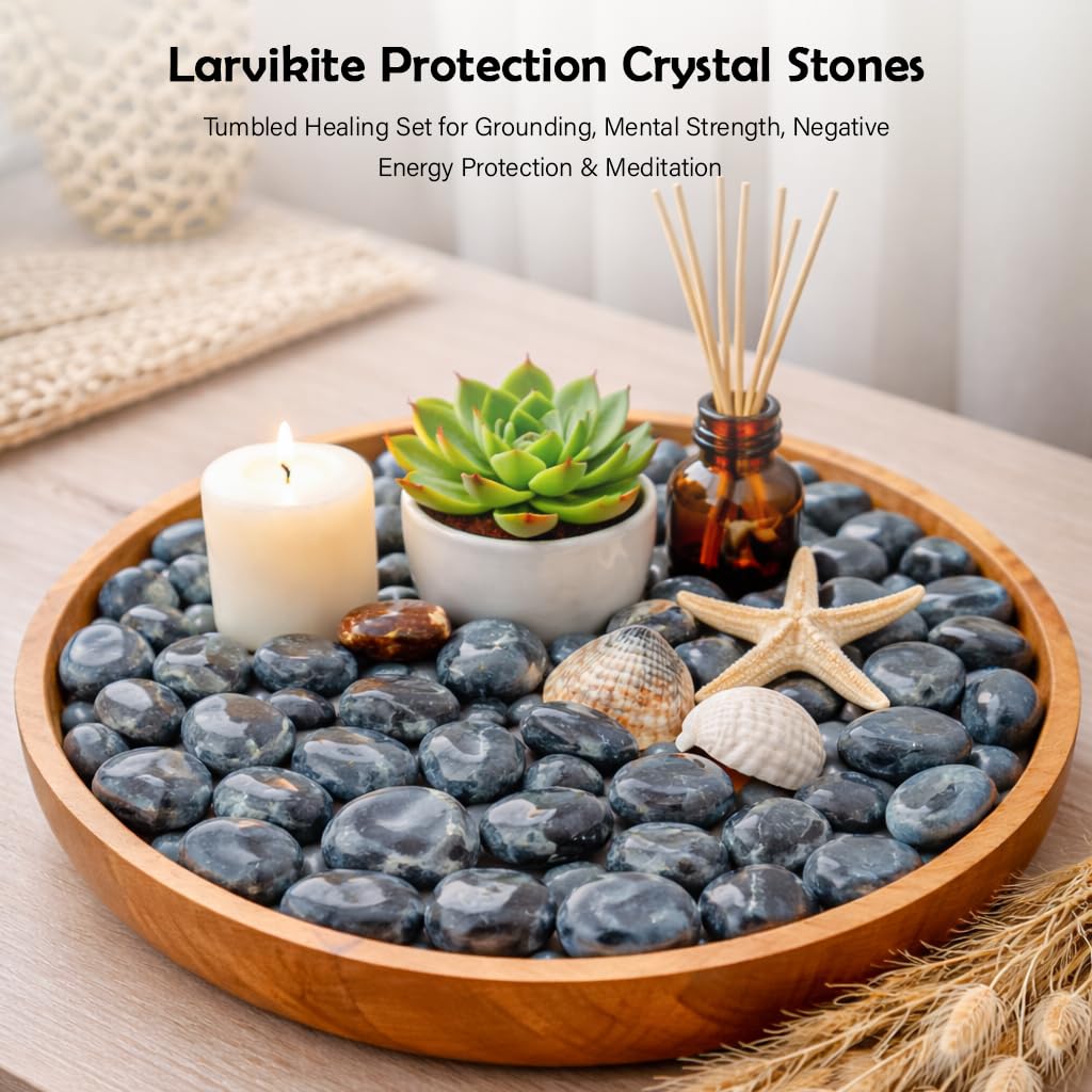 Crocon® 1LB Larvikite Tumbled Stones and Crystals bulk 2000+ Carats Natural Crystal Kit for Reiki Healing Crystal Polished, Tumble Stones, Chakra Balancing, Reiki Gift, Home Decor Size : 2025 mm"