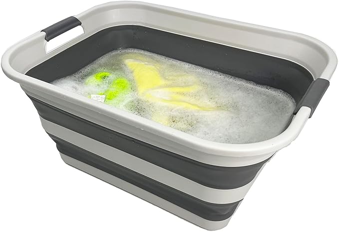 SAMMART Set of 2 Collapsible Plastic Laundry Basket