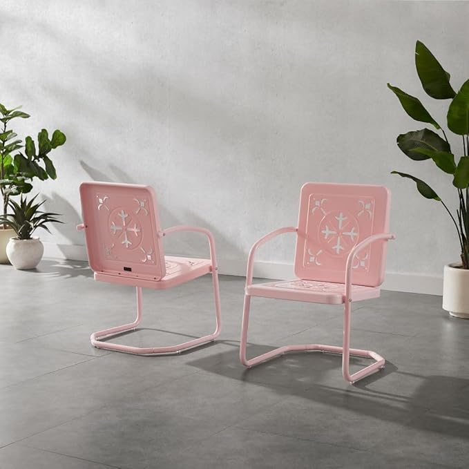 Crosley Furniture Azalea 2-Piece Outdoor Chair Set, Vintage Retro Metal Patio