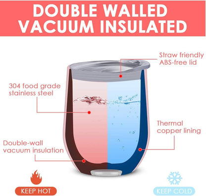 Deitybless 12oz Wine Tumbler with Lid With straw Stainless Steel Wine Tumbler Cups Double Wall Vacuum Insulated Travel Mugs Stemless Cup 25 Pack