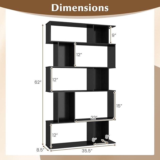 Giantex 5-Tier Bookshelf, 10-Cube Geometric Book Case