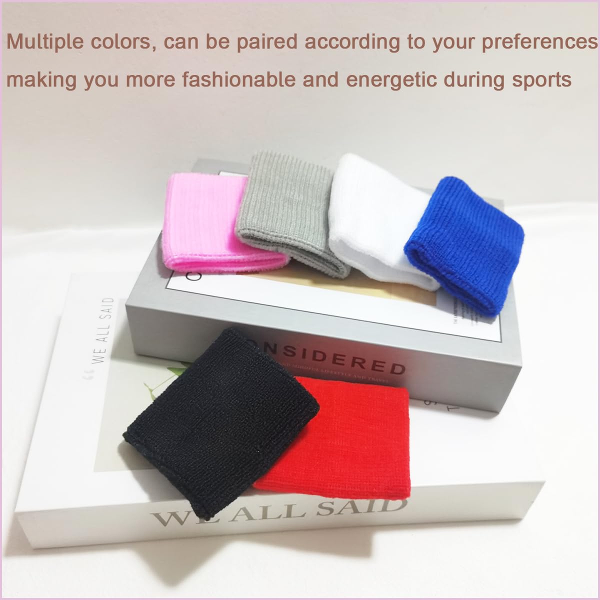EAEDMY 12PCS Cotton Sports Wristbands Sweatbands for Men & Women, Absorb Sweat Wrist Bands Sweat Bands for Tennis Basketball Football Running Working Out (12PCS)