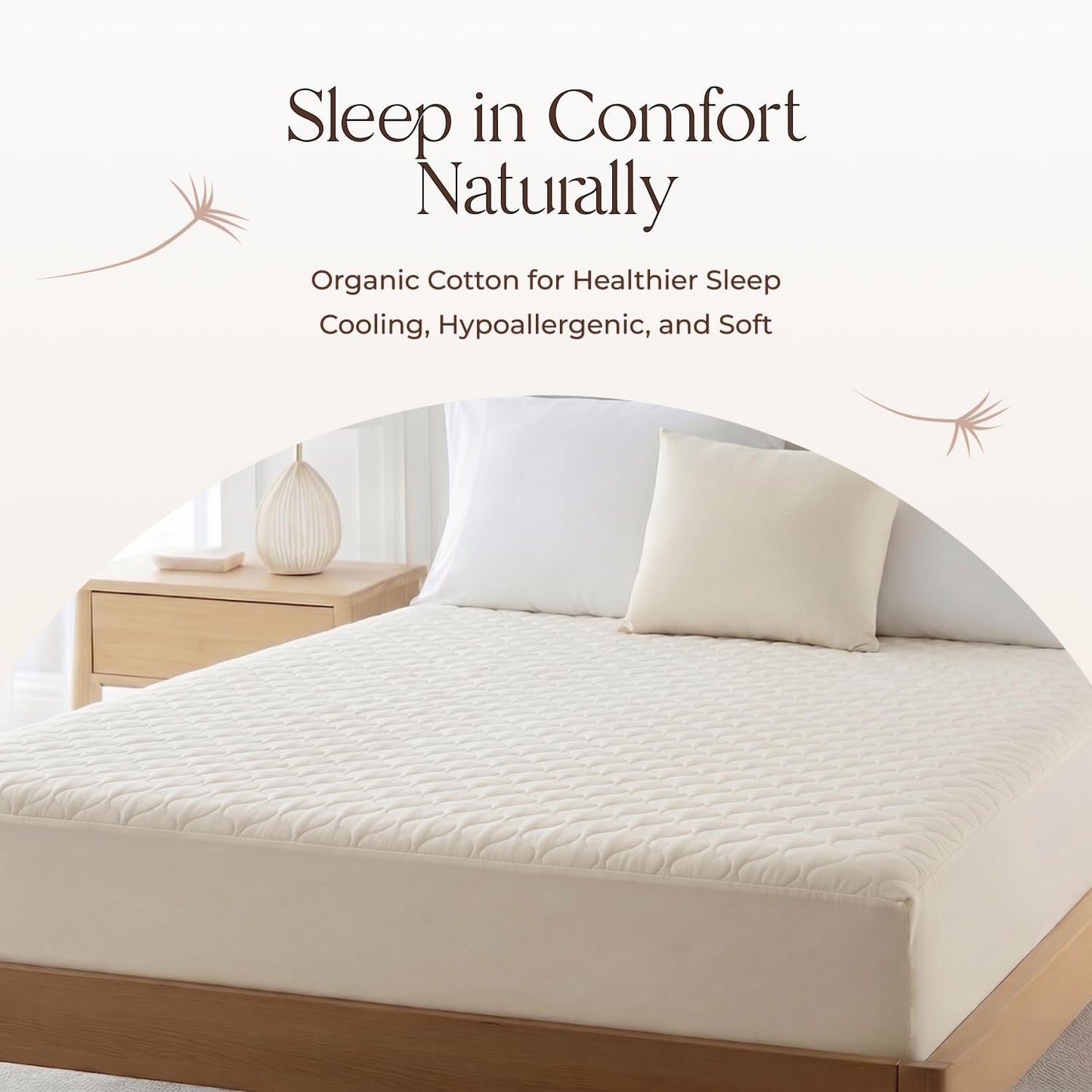 100% Cotton Organic Mattress Pad - Breathable & Cooling Mattress Protector Twin XL Size - Premium 300GSM Quilted and Machine Washable - Fairtrade & GOTS Certified Bed Protector (Ivory, Twin XL)
