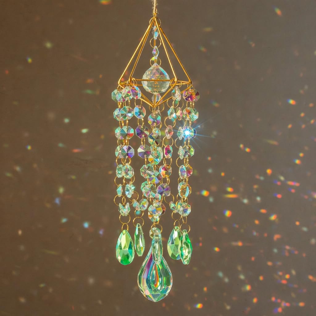 YummyCarrot Sun Catcher Crystals for Window Hanging, Rainbow Prism Sun Catcher with Crystal Prisms, Hanging Crystal Suncatchers Indoor Window Decor, Window Suncatcher Light Catcher
