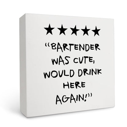 OFlich Funny coffee wine bar accessories Wooden Box Desk Sign, Wine Bar Table Decor, Trendy Decor, 5×5 Inch