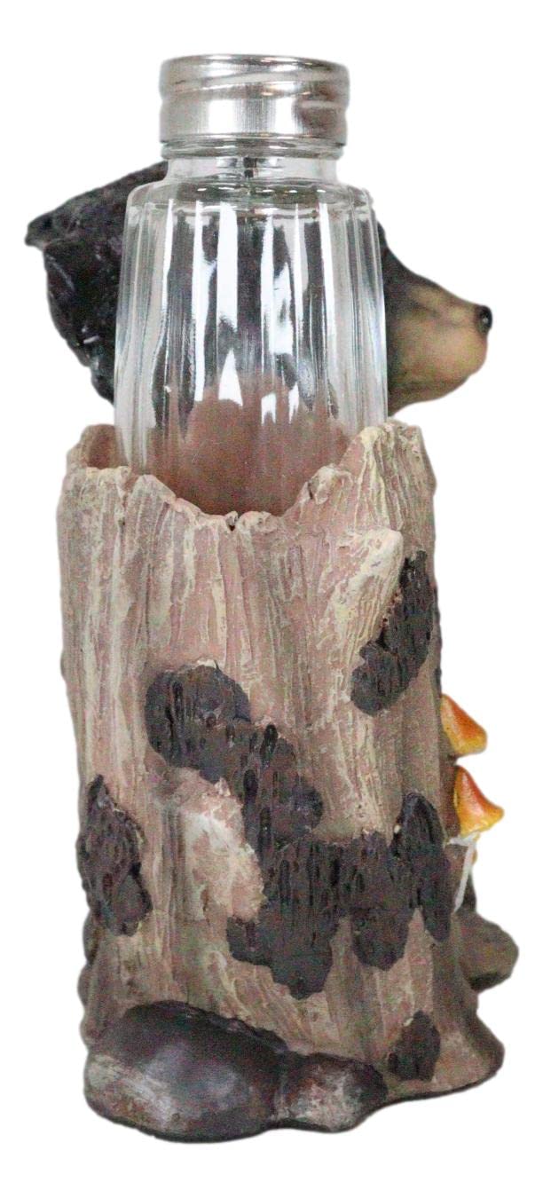 Ebros Gift Whimsical Black Bear By Toadstool Mushrooms Tree Branch Forest Woods Salt And Pepper Shakers Holder Figurine Set Rustic Bear Cabin Lodge Decor