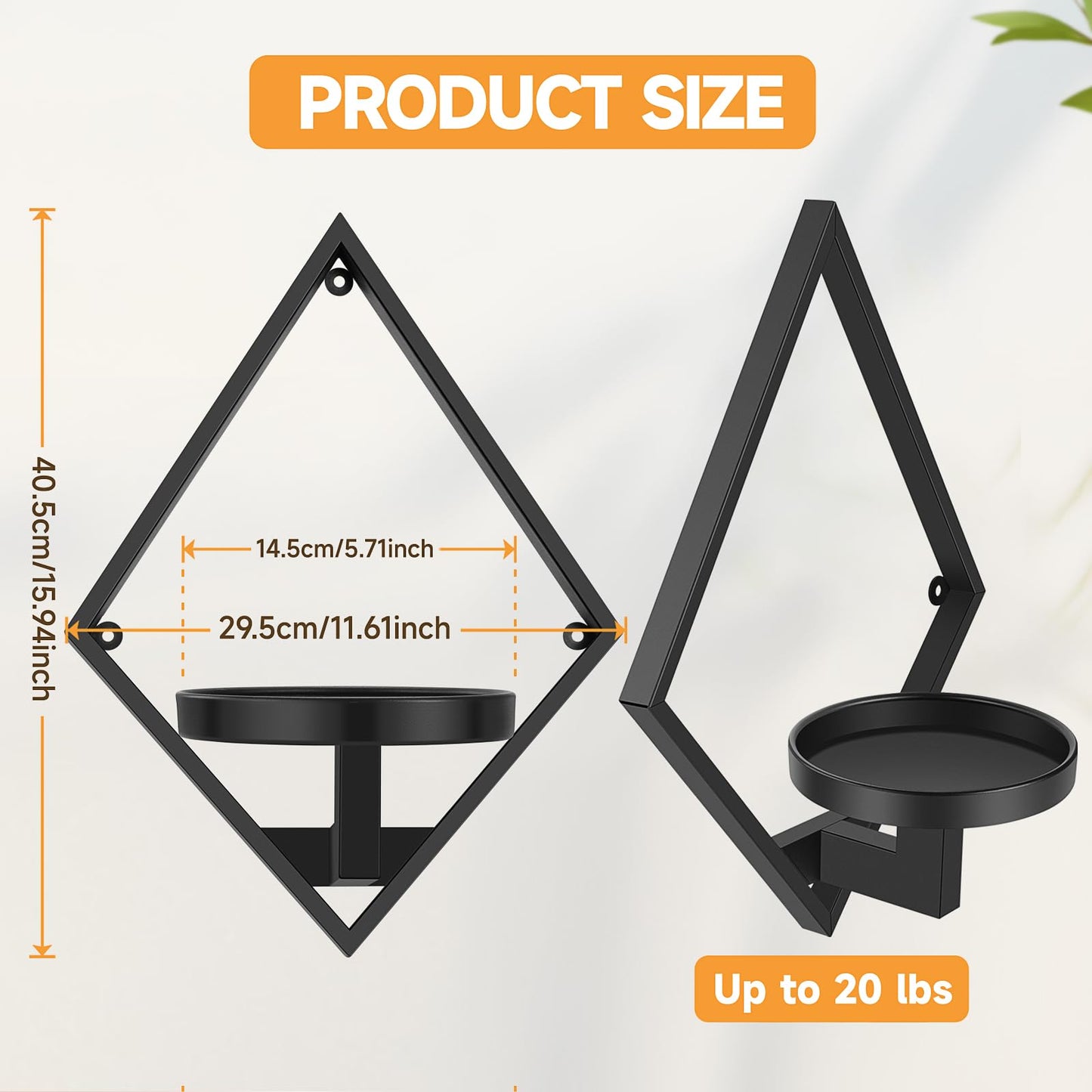 Sbosbo Wall Plant Holder, 3 Pack Metal Floating Shelves Indoor, Window Sill Plant Shelf for Bedroom Bathroom Living Room Home Office