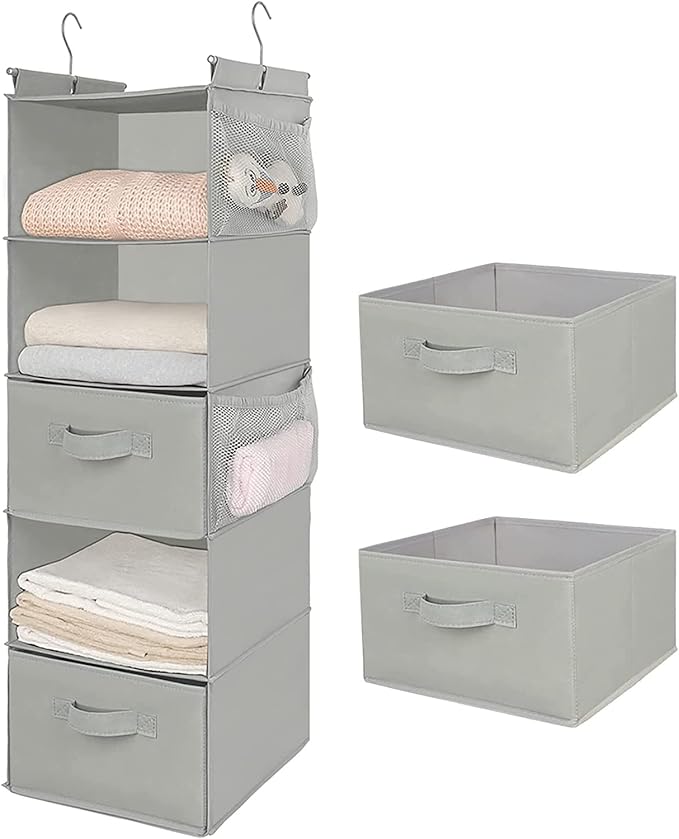 MAX Houser 5 Tier Shelf Hanging Closet Organizer, Cloth Hanging Shelf
