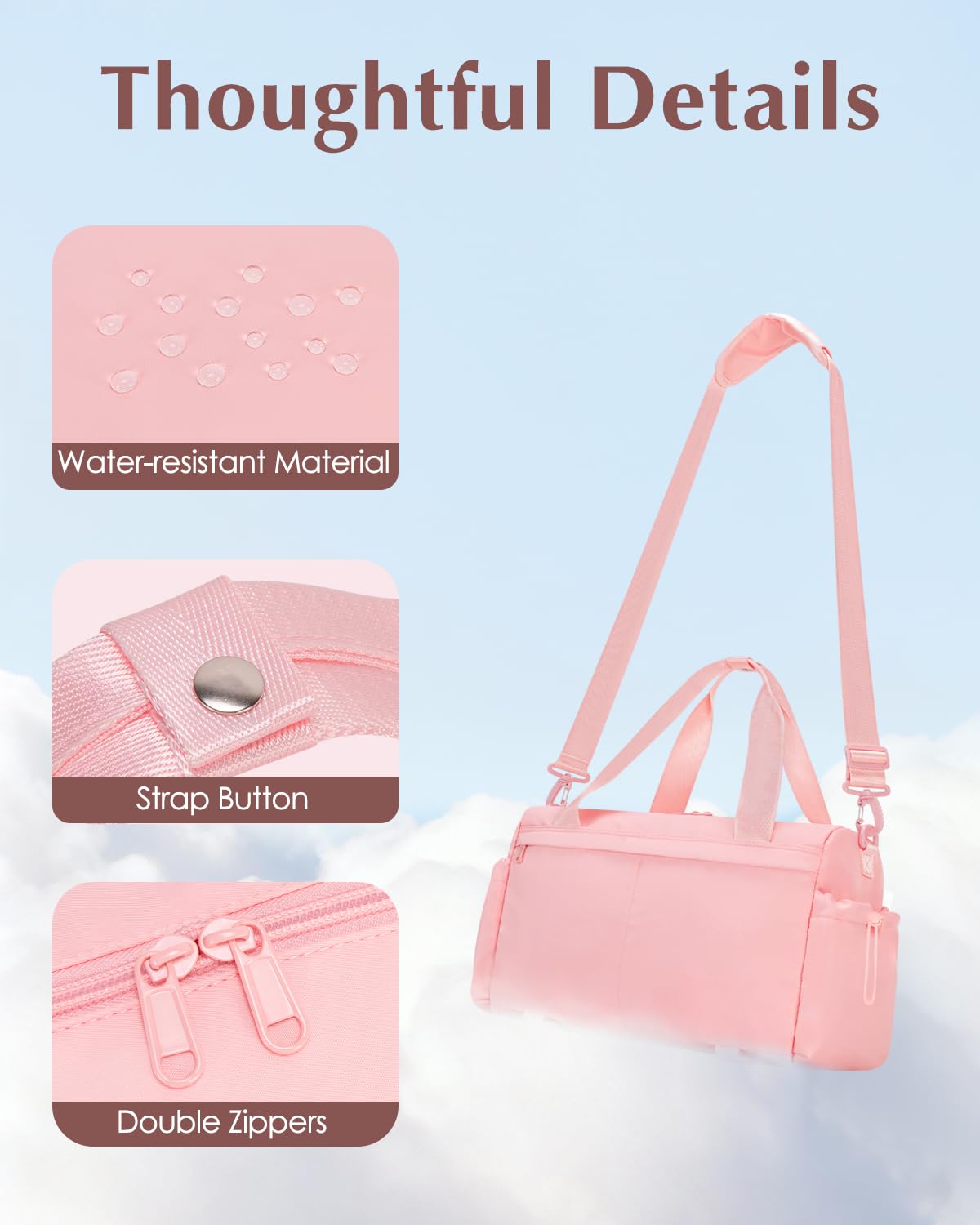 Small Gym Bag, Mini Gym Bag for Women with Yoga Mat Holder and Wet Compartment, Cute Small Yoga Mat Bag with Water Bottle Pocket for Workout Dance, Pink