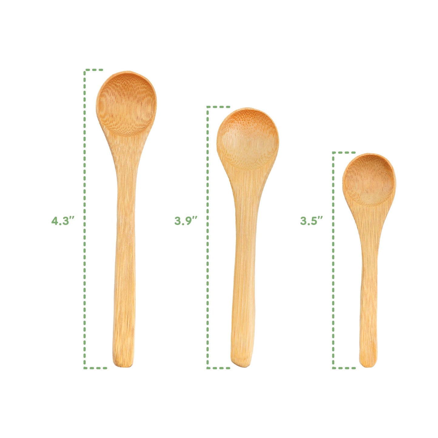 BambooMN Bamboo Serving Spoons, Mini Salt Sugar Spoon, Tiny Wooden Spoons for Spices, Carbonized Brown Round Head 3.5", 10 Pieces