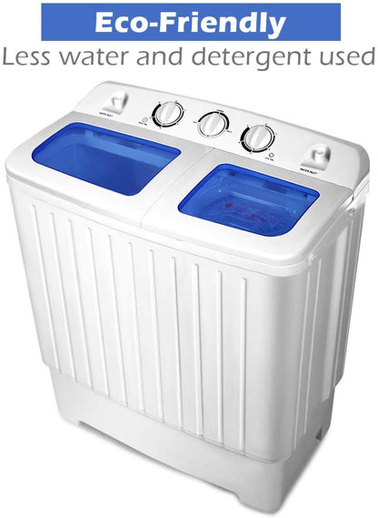 Waitpant Portable Compact Twin Tub Washing Machine, Blue+ White