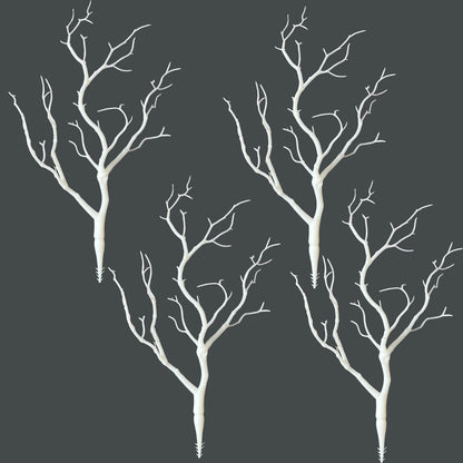 Threemonkys 13.8 inches Artificial Coral Branches Fake Antler Branches Small Branches for Home Decoration Flower Arrangement Wedding Christmas Halloween Festival (White 4PCS)