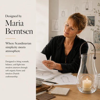 Holmegaard Design with Light Lantern, Clear, 11.4" H x 6.7" D, Designed by Maria Berntsen, Gift Box Included
