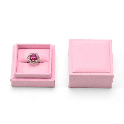 Oirlv Ring Gift Box with Lid Magnetic Boxes for Wedding Proposal Gift Birthday Present with Card(Pink)