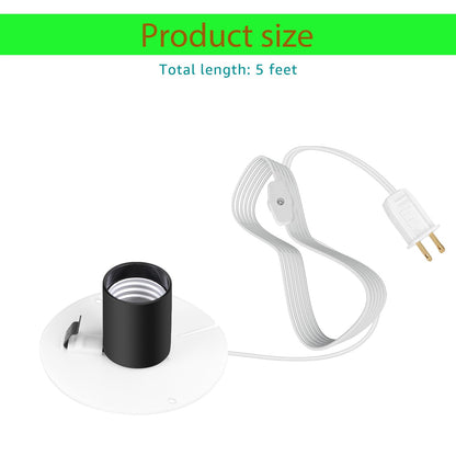 Basysion Blow Mold Light Kit Replacement Medium Base LightLight Cord with Switch, for MB48 E26 E27LED Single Light Cord Kit,for Christmas Village Halloween Salt Lamps Home Festive (2 Sets)