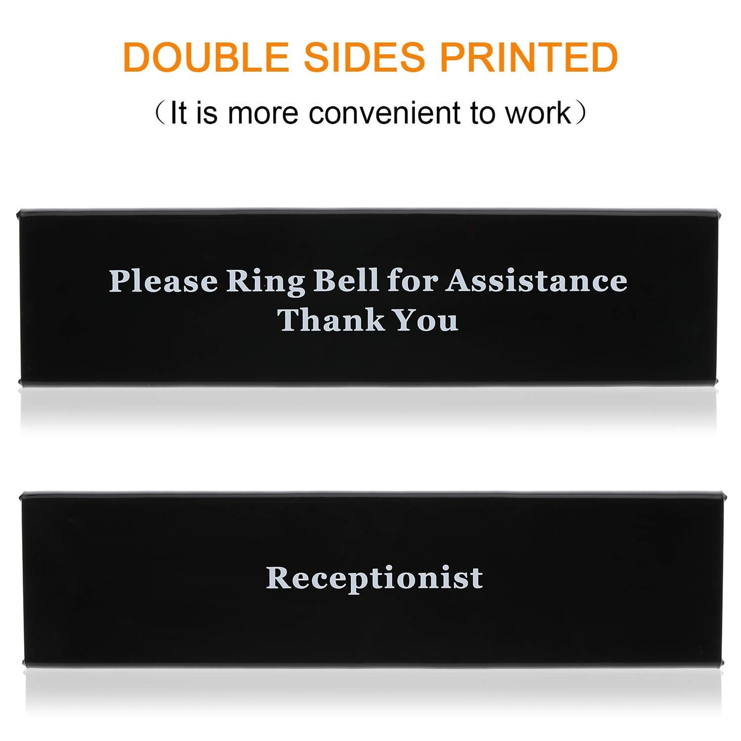 Boao Desk Service Dinner Bell Metal Silver Call Bell and Double Side No Receptionist Sign Please Ring Sign for Service Assistance for Hotel School Restaurant Reception Area(Sliver Bell)