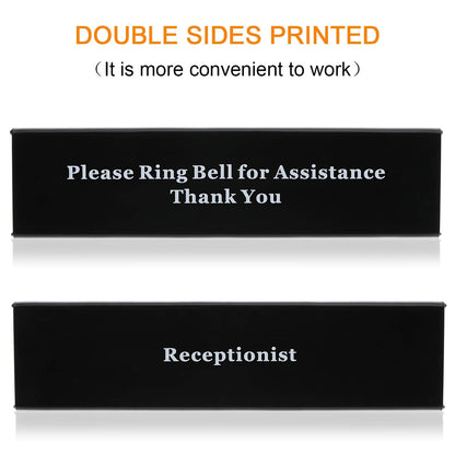 Boao Desk Service Dinner Bell Metal Silver Call Bell and Double Side No Receptionist Sign Please Ring Sign for Service Assistance for Hotel School Restaurant Reception Area(Sliver Bell)