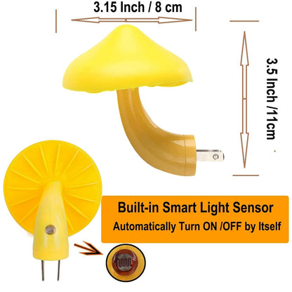 AUSAYE Sensor LED Night Light Plug in Wall Lamp, Energy Saving NightLight Cute Mushroom Night Lights for Adults Kids Bedroom,Bathroom,Toilet, Stairs, Kitchen,Hallway Corridor Warm White