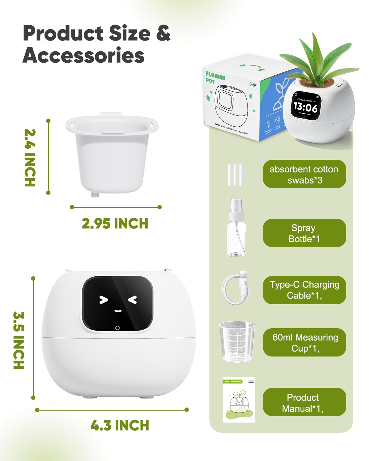 TinyShield Smart Flower Pot, Smart Pet Planter Robot Guidance on Plant Care with Emoticons, Adorable Plant Companion with Alarm Clock, Living Room Desk Setup Gift
