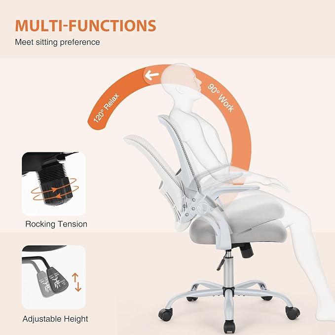 Sweetcrispy Office Computer Desk Chair, Ergonomic Mid-Back Mesh Rolling Work