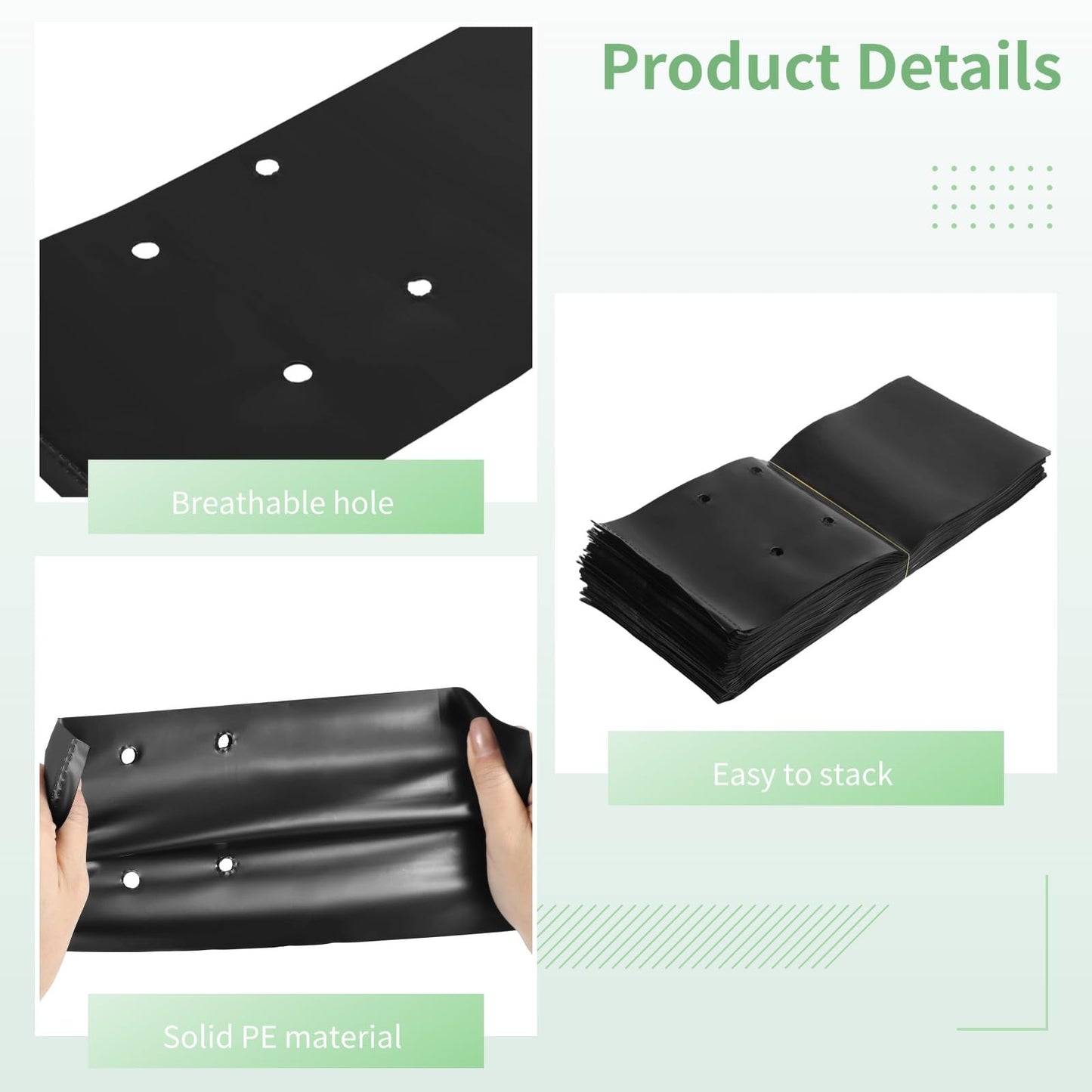 OMISTAR 100 PCS Plant Nursery Bags, Plastic Seedling Pots Container for Fruit Tree Flower Plant Grow, Plant Nursery Bags for Gardening Transplant