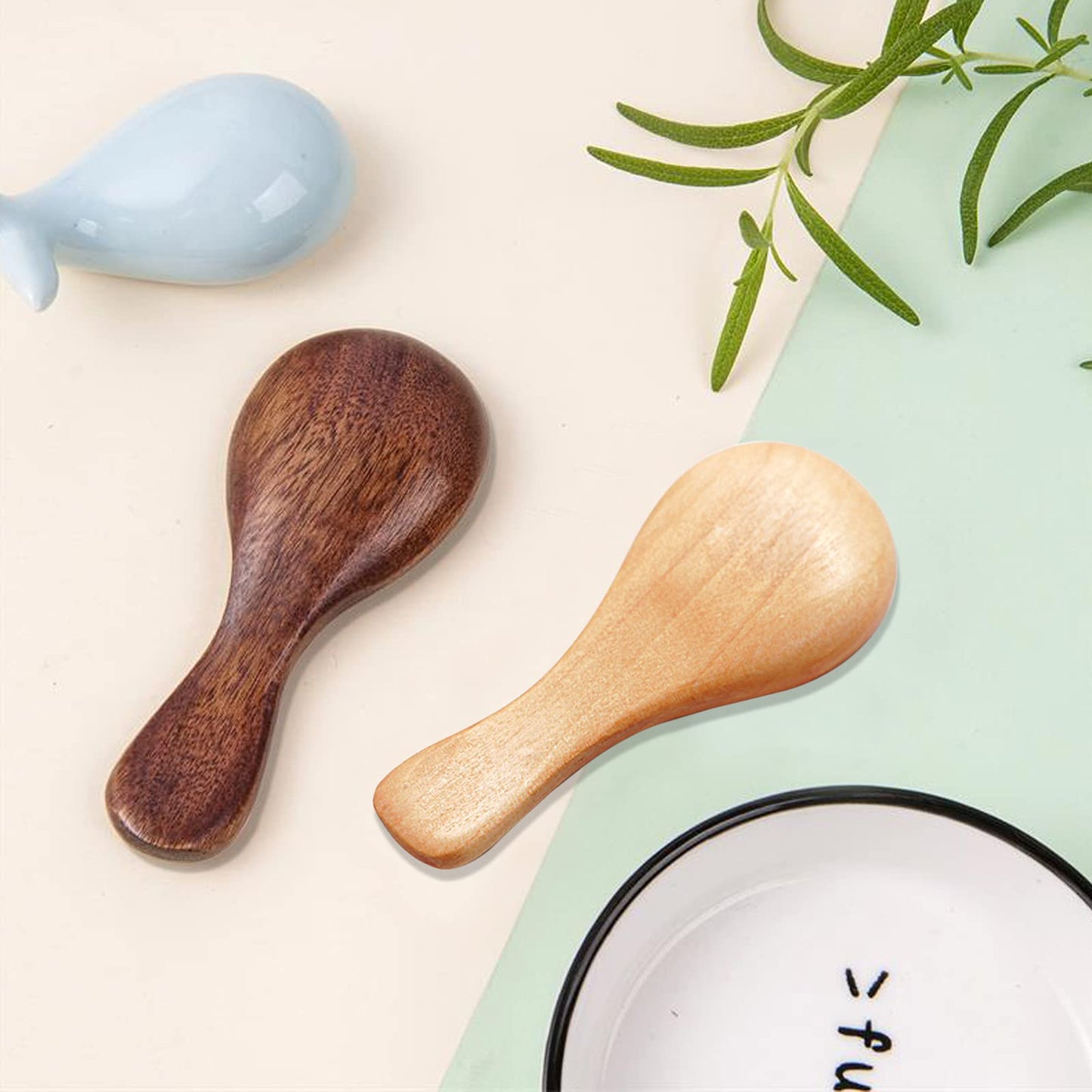 12 Pieces Small Wooden Spoon, SourceTon 3.35 Inches Salt Spoon Honey Coffee Tea Sugar Salt Jam Mustard Ice Cream Milk Powder Spoons
