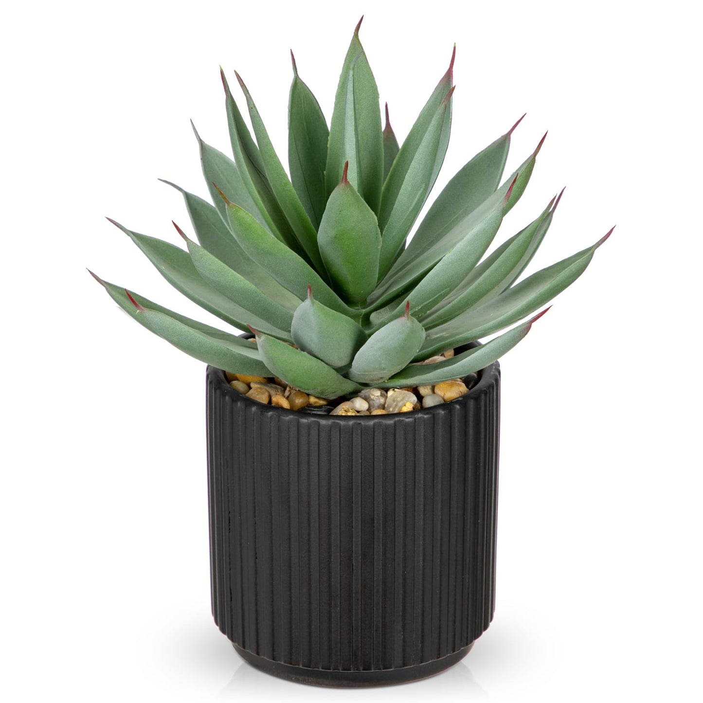 Briful Succulents Plants Artificial for Home Decor, Realistic Potted Fake Agave Plant, Black Ceramic Vase, Cute Aloe Maguey Faux Plant, Shelf Tables Decor, Modern Farmhouse Home Bathroom Decorations