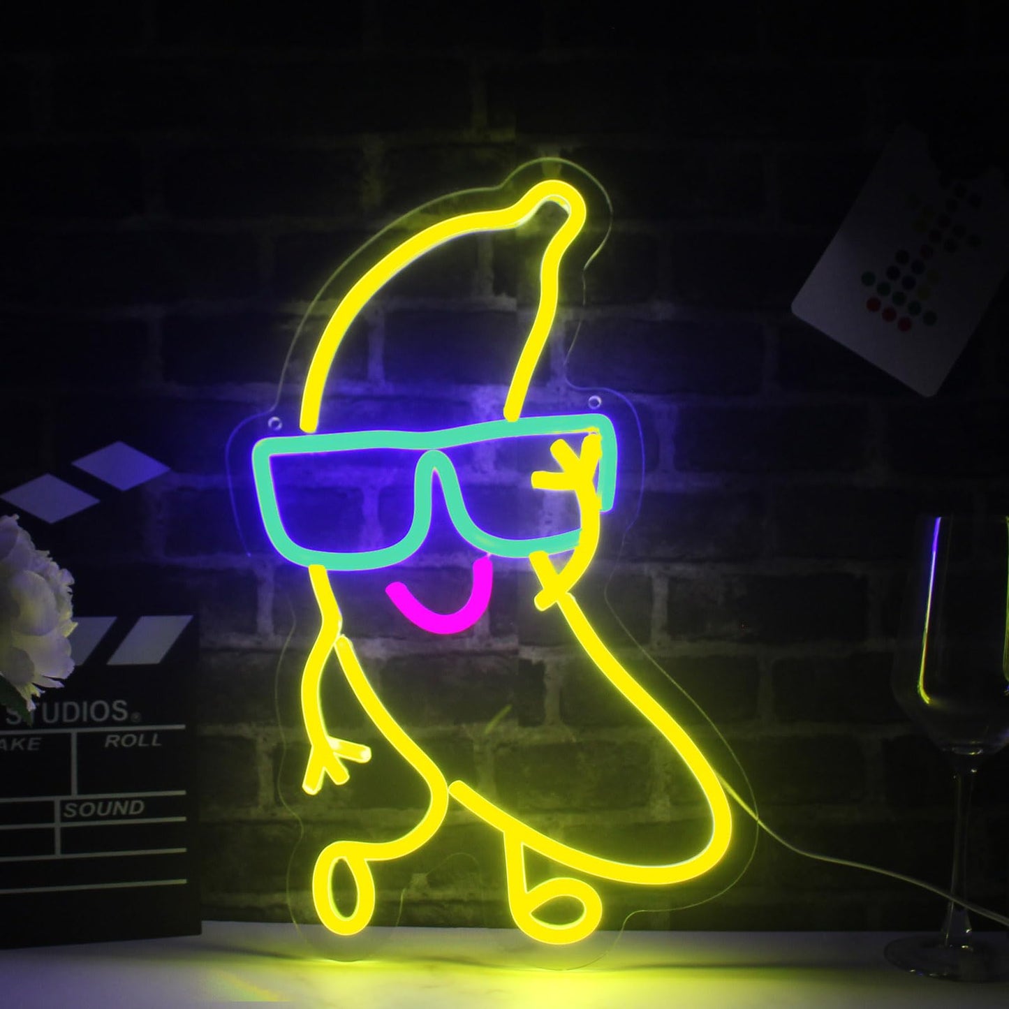Dancing Banana Neon Sign Banana Neon Light LED Light Up Sign for Wall Decor Dimmable for Room Wall Art 10.2"×16.5"