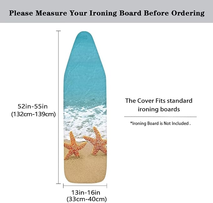 ZDCUSTOM Beach Starfish Ironing Board Covers, 15x54 Padded Ironing Board Covers