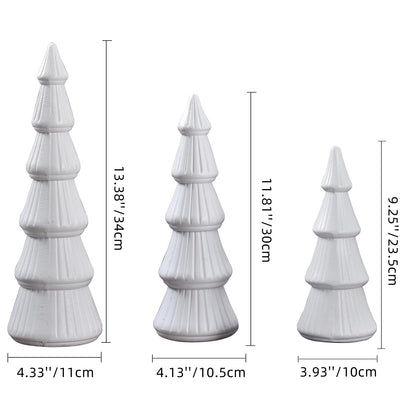 Wooden Christmas Tree, Set of 3 Tabletop Tree Figurine Wood Desk Centerpieces Table Tree Decoration Festive Ornament for Accents Xmas Mantel Shelf Home Decor Holiday Party Indoor Outdoor (White)